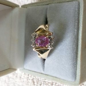 10k solid gold pink topaz ring